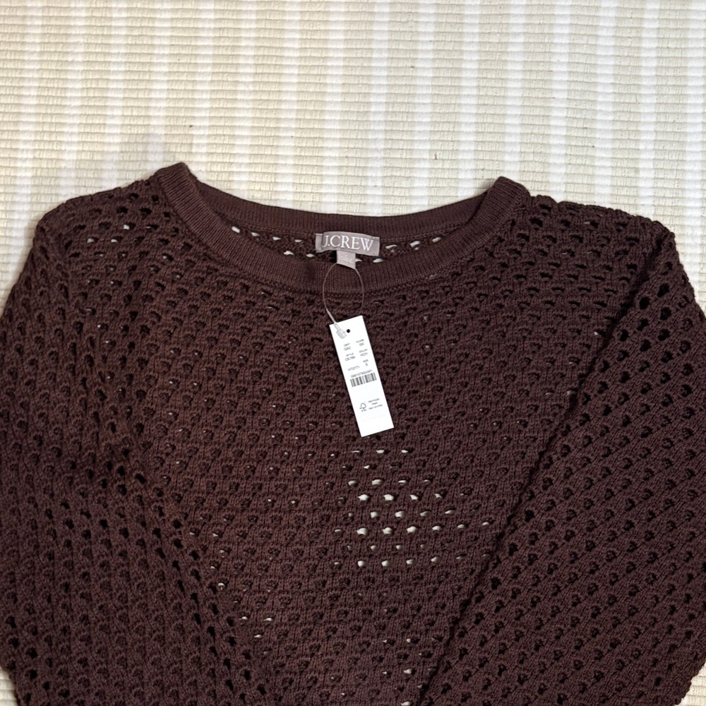 J. Crew Women's Chocolate Crochet Sweater - Picture 3 of 4